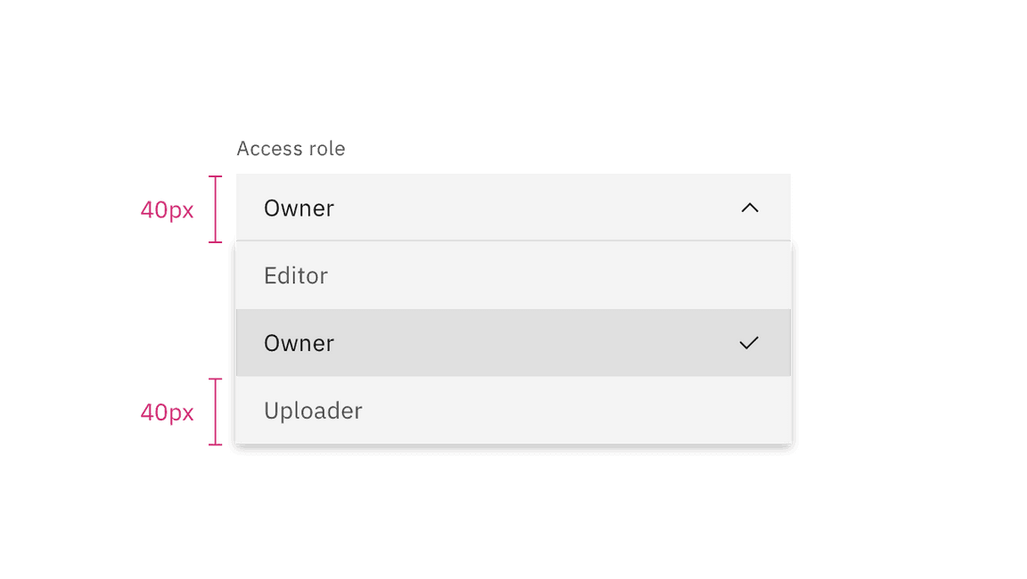 Dropdown field and option size relationship